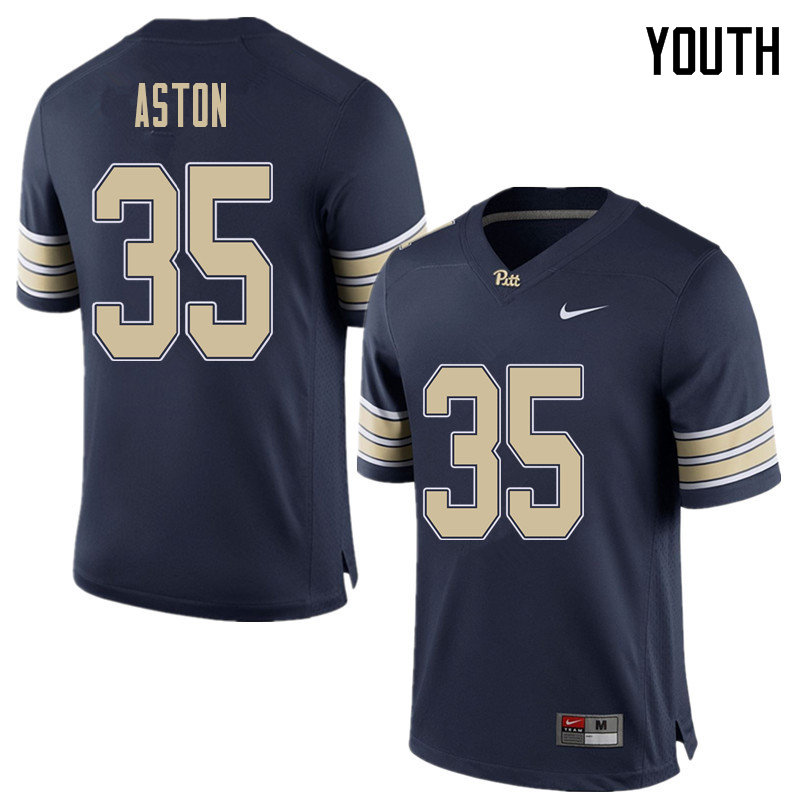 Youth #35 George Aston Pittsburgh Panthers College Football Jerseys Sale-Home Blue